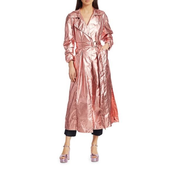 NWT Cinq à Sept Kianna metallic pink trench coat - Picture 9 of 14